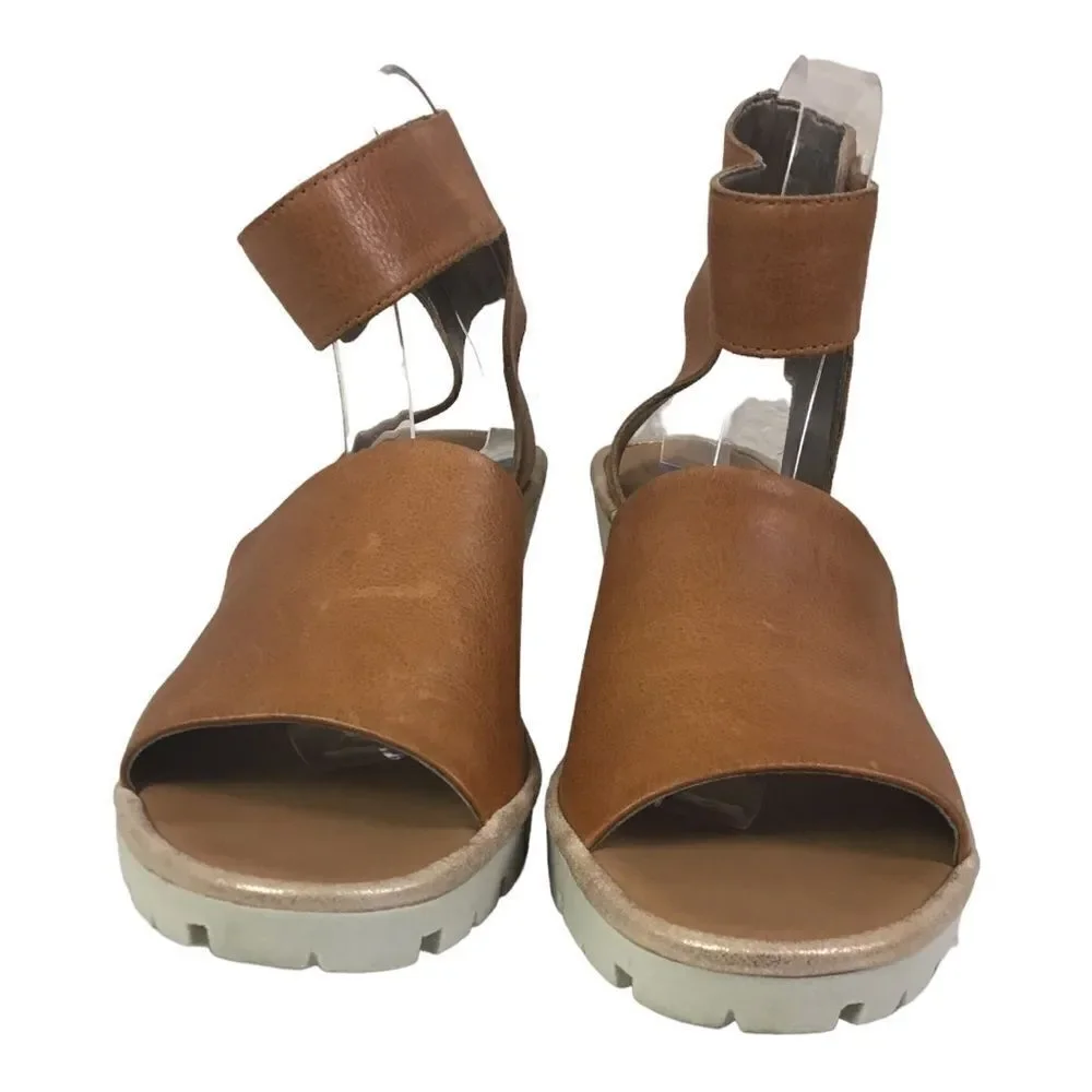 The Flexx Big Enough Leather Ankle Strap Heeled Sandals Size 10 Lug Sole - Picture 5 of 9